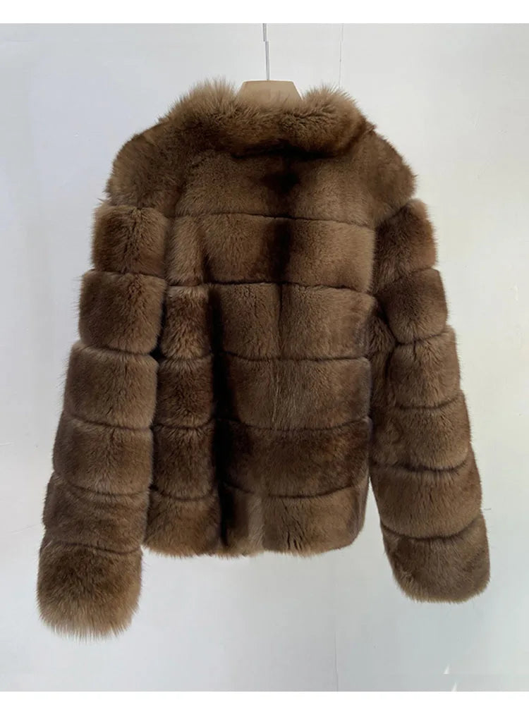ZADORIN New Winter Faux Mink Coat Woman Elegant V Neck Long Sleeve Brown Faux Fur Coat Luxury Furry Jacket Woman Clothes Fur Top