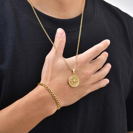 Vnox Set di 2 Pezzi Collana con Ciondolo e Bracciale da Uomo, Set di Gioielli in Acciaio Inossidabile Colore Nero Oro Argento, Regali di Gioielleria alla Moda platinumshop