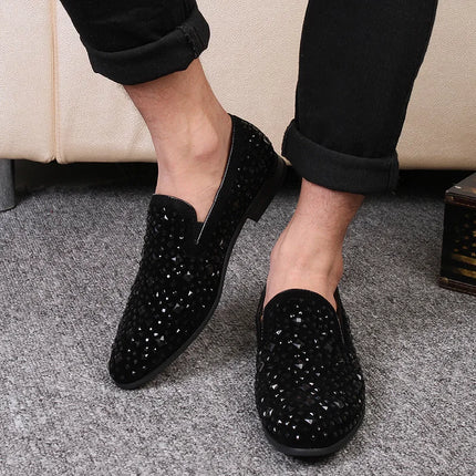 Scarpe formali da uomo strass scarpe eleganti da uomo Sepatu Slip On Pria mocassini da uomo scarpe da sposa Moda Italiana De Hombre Bona Zapatos