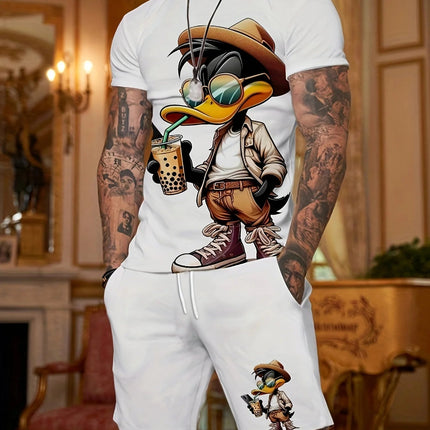Completo da uomo casual streetwear 2026: T-shirt sportiva a stampa graffiti Y2K ad asciugatura rapida e pantaloncini con coulisse platinumshop