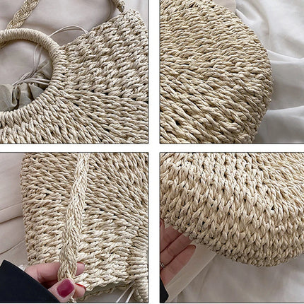 Borse in paglia intrecciata per donna Borsa da viaggio fatta a mano al mare Borsa da spiaggia estiva Nuova borsa a secchiello con manico Shopping Tote Bag Basket Bolsa