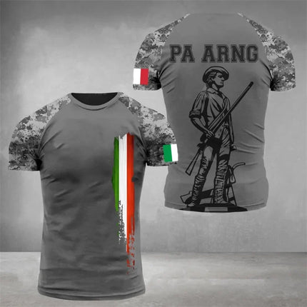 Camo Italy Flag T-Shirt for Men 3D Printed Italian T-Shirt Classic Short Sleeve T-Shirt Oversized Camouflage Sports T-Shirt