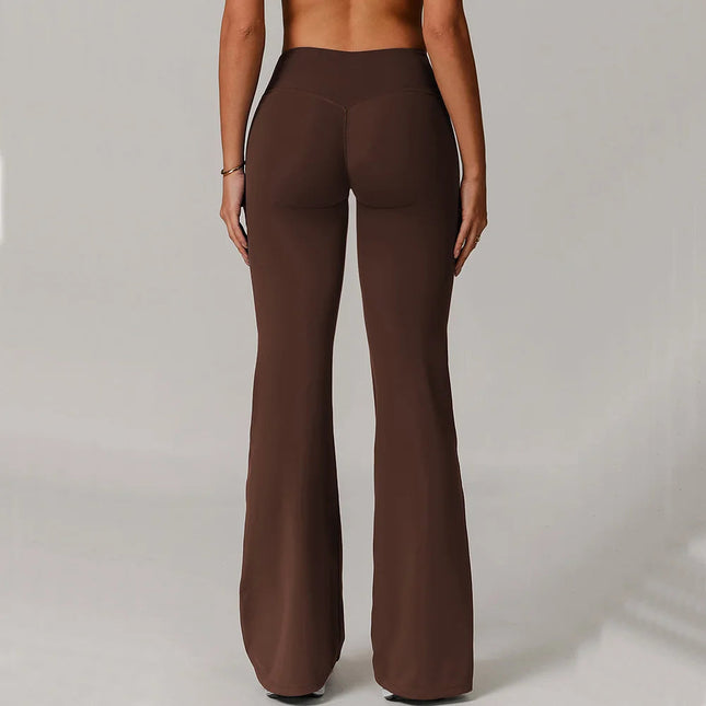 High Waist Wide Leg Pants Leggings Women Tights Fitness Bell-bottoms Yoga Elastic Leggings Push Up Gym Workout Flared Pants PlatiNum