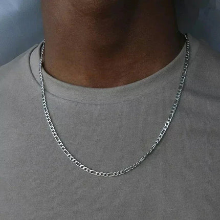 ALIZERO 40-75cm 925 Silver 4mm Figaro Chain Necklace for Women Men Long Necklace Hip Hop Jewelry Gift PlatiNum