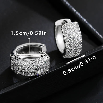 Luxury Zirconia Pave Wide Big Hoop Earrings Women Men Unisex Huggies Earrings Hip Hop Jewelry Bridal Wedding Accessories Gift PlatiNum