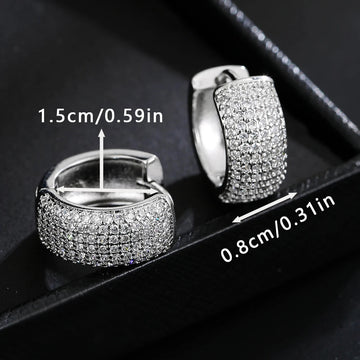 Luxury Zirconia Pave Wide Big Hoop Earrings Women Men Unisex Huggies Earrings Hip Hop Jewelry Bridal Wedding Accessories Gift PlatiNum