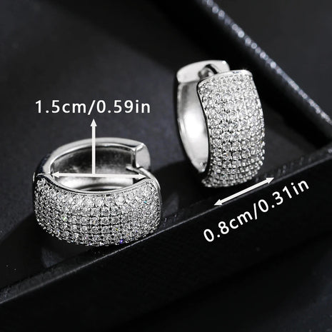Luxury Zirconia Pave Wide Big Hoop Earrings Women Men Unisex Huggies Earrings Hip Hop Jewelry Bridal Wedding Accessories Gift PlatiNum