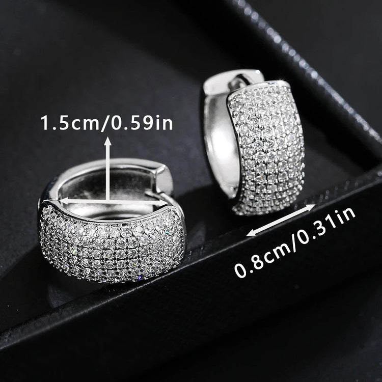 Luxury Zirconia Pave Wide Big Hoop Earrings Women Men Unisex Huggies Earrings Hip Hop Jewelry Bridal Wedding Accessories Gift PlatiNum