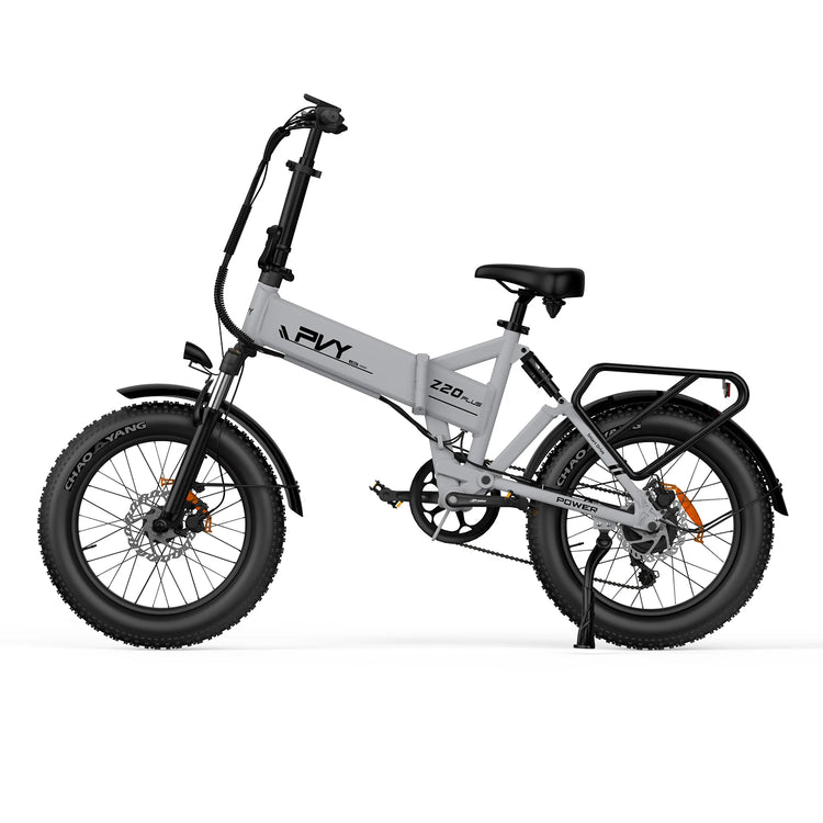 [EU DIRECT] Bicicletta Elettrica Pieghevole PVY Z20 PLUS, Pneumatici Fat da 20*4.0 Pollici con Tripla Sospensione Ammortizzata, Coppia 100N.m, Batteria 48V 16.5Ah - Grigio