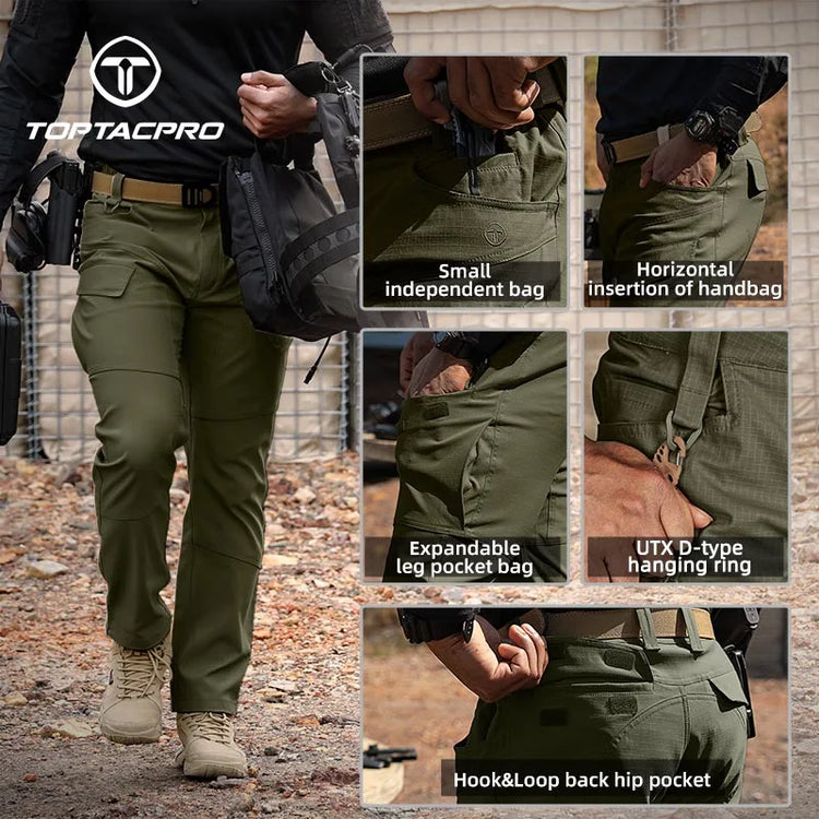 TOPTACPRO Men's Flex Ripstop Water-Resistant Lightweight Stretch Cargo Trousers for EDC Outdoor Work Hiking 8201