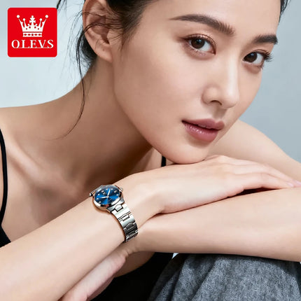 OLEVS Orologio da donna Elegante orologio al quarzo alla moda in acciaio inossidabile impermeabile luminoso da donna con confezione regalo Reloj 3735 platinumshop
