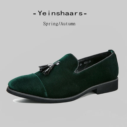 Mocassini verdi in pelle scamosciata di marca di lusso da uomo slip-on nappa scarpe da sposa in morbida pelle appartamenti scarpe da uomo scarpe casual scarpe in pelle nabuk