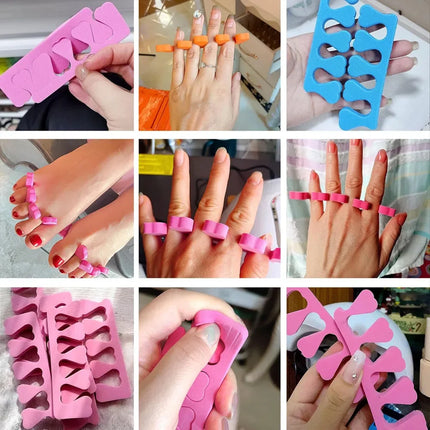 100Pcs/Pack Nail Art Finger Toe Separators Soft Heart-Shape Sponge Fingers Foot Separator Bulk Manicure Pedicure Care Tools Kits