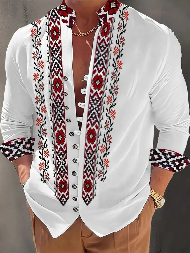 Camicia a maniche lunghe da uomo con motivo a righe Outdoor Street Manica lunga Abbigliamento stampato Top con design a bottoni da strada alla moda