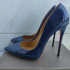 Taglie 48 Scarpe da donna stile classico in vernice con punta a punta Slip On 12 cm Scarpe con tacco alto da donna eleganti Décolleté a spillo semplici Nero Rosso Bianco