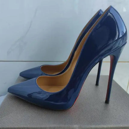 Taglie 48 Scarpe da donna stile classico in vernice con punta a punta Slip On 12 cm Scarpe con tacco alto da donna eleganti Décolleté a spillo semplici Nero Rosso Bianco