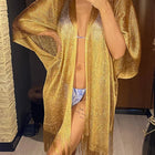 Abito copricostume da spiaggia lavorato a maglia trasparente con nappe sexy con frange Tunica in rete lucida per costumi da bagno da donna Abito da spiaggia leggero con copertura in rete platinumshop
