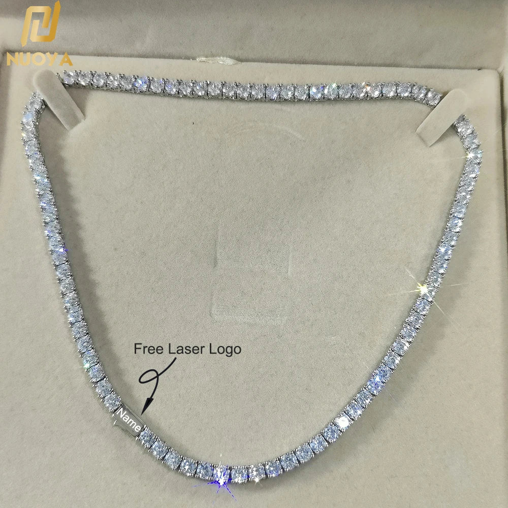Gioielli Hip Hop Cubic Zirconia ghiacciata Catena da tennis ghiacciata Collana bling placcata oro 18 carati per le donne Logo laser personalizzato gratuito