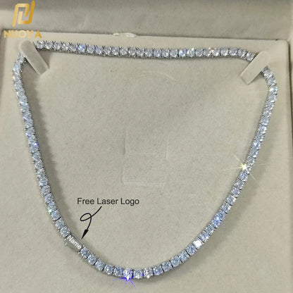 Gioielli Hip Hop Cubic Zirconia ghiacciata Catena da tennis ghiacciata Collana bling placcata oro 18 carati per le donne Logo laser personalizzato gratuito