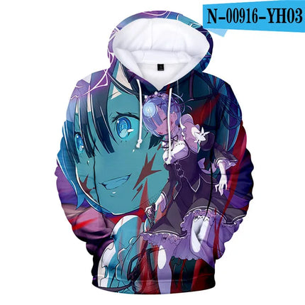 Harajuku Hip Hop Comfortable Re ZERO Rem Ram 3D print Hoodies Sweatshirts Men/Women Sweatshirt Adult/Child Casual Pullovers