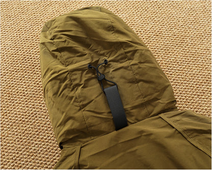Piumino cargo imbottito in piuma d'anatra di media lunghezza retrò americano nuovo inverno con cappuccio Trench oversize spesso alla moda da uomo