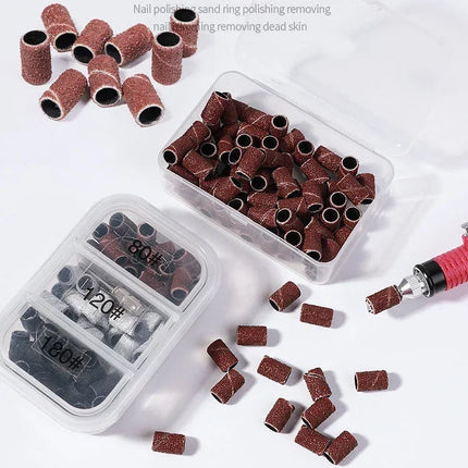 Nail Sanding Ring Bands 80/120/180/240 Grit Electric Manicure Drill Grinding Heads UV Gel Polish Removal Pedicure Abrasive Tools 2028
