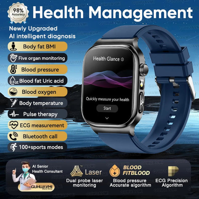 2026 Nuovo Misurazione Accurata Salute Smart Watch ECG + PPG Acido Urico Pressione Sanguigna Lipidi Nel Sangue Chiamata BT Smartwatch Per Le Donne Degli Uomini platinumshop