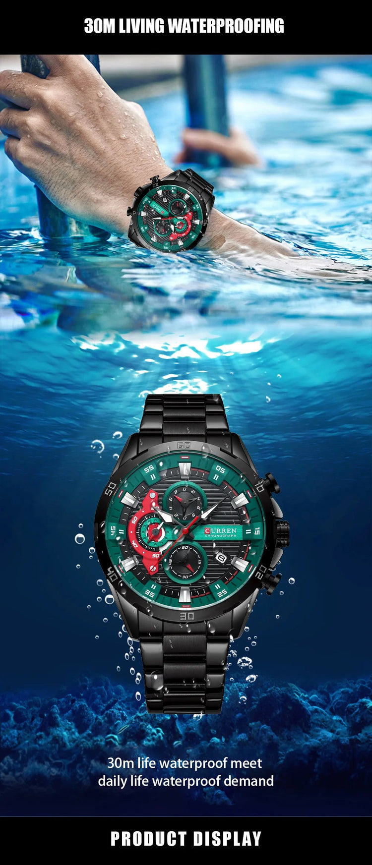 CURREN 8402 Orologio da uomo in acciaio inossidabile Moda creativa Quadrante luminoso con cronografo Orologio da uomo di lusso per il tempo libero reloj hombre platinumshop
