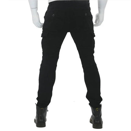 Men Denim Cargo Skinny Solid Pockets Pencil Pants Washed Ankle Length Jeans Vintage Moto Biker 2024 Summer Slim Fit Sheath PlatiNum