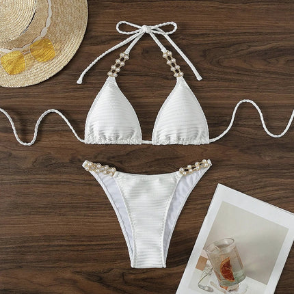 Set Bikini a Triangolo per Donna, Sexy Costume da Bagno Brasiliano a Due Pezzi con Lacci, Grazioso Costume da Bagno platinumshop