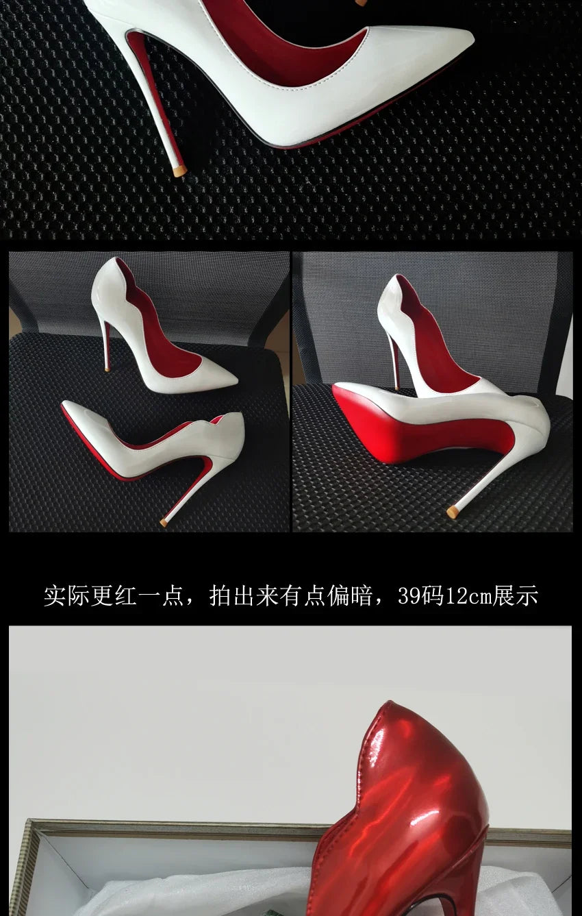 2025 New 12cm Black Extra Thin Heels  High Heels Super Shallow Mouth Women's Large Professional Single Shoes34-46