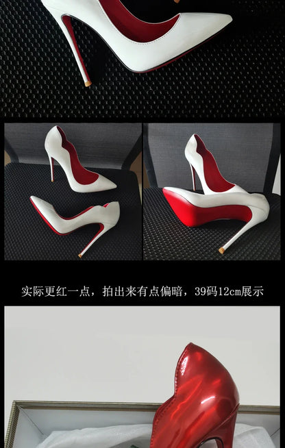 2025 New 12cm Black Extra Thin Heels  High Heels Super Shallow Mouth Women's Large Professional Single Shoes34-46