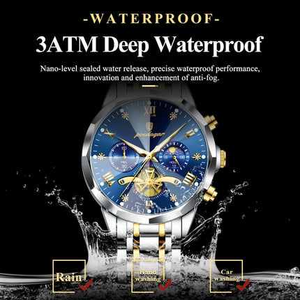 POEDAGAR Orologio da uomo di lusso Top originale impermeabile cronografo luminoso orologio da polso da uomo al quarzo in acciaio inossidabile orologi da uomo Reloj platinumshop