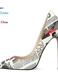 Nuovo 8CM 10CM 12cm Scarpe da festa da donna a punta Graffiti Tacchi ultra alti Spettacoli di moda Scarpe da principessa Donna Stiletto Taglia 34-44