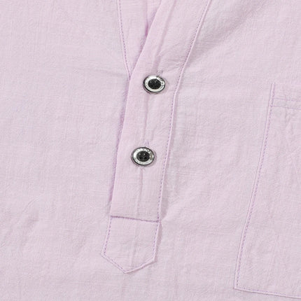 Men's Lightweight Shirts Cotton Linen Henley Long Sleeve Shirts for Men Beach Hawaiian V-Neck Top Breathable Polo