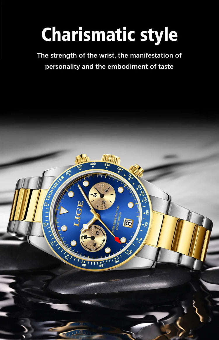LIGE Nuovi orologi da uomo Orologi da polso al quarzo da uomo di lusso delle migliori marche Cronografo sportivo impermeabile e luminoso Relogio Masculino+BOX platinumshop
