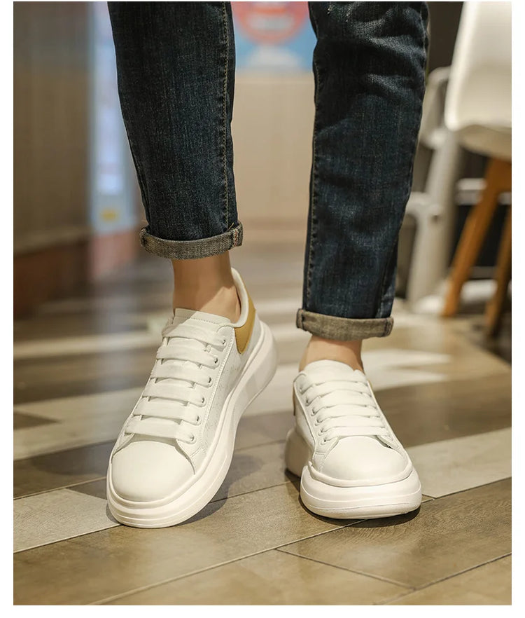 Leather Men Shoes Sneakers Trend Casual Shoe Breathable Leisure Male Sneakers Non-slip Footwear Men Vulcanized Shoes2026