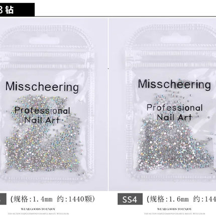 144/288 /1440pcs SS3-SS50 Crystal AB Clear Nail Rhinestones Non Hotfix Flat Back Stones DIY Strass Nail Art Decor Accessories