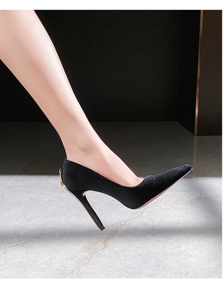Scarpe da Donna di Lusso con Decorazioni Metalliche, Tacco Alto a Punta, Eleganti Scarpe Casual Francesi, Zapatos Mujer platinumshop