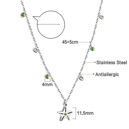 LUXUSTEEL Round CZ Pendant Necklace For Women White Colorful Cubic Zirconia Stainless Steel Collar Simple Luxury Wedding Jewelry PlatiNum