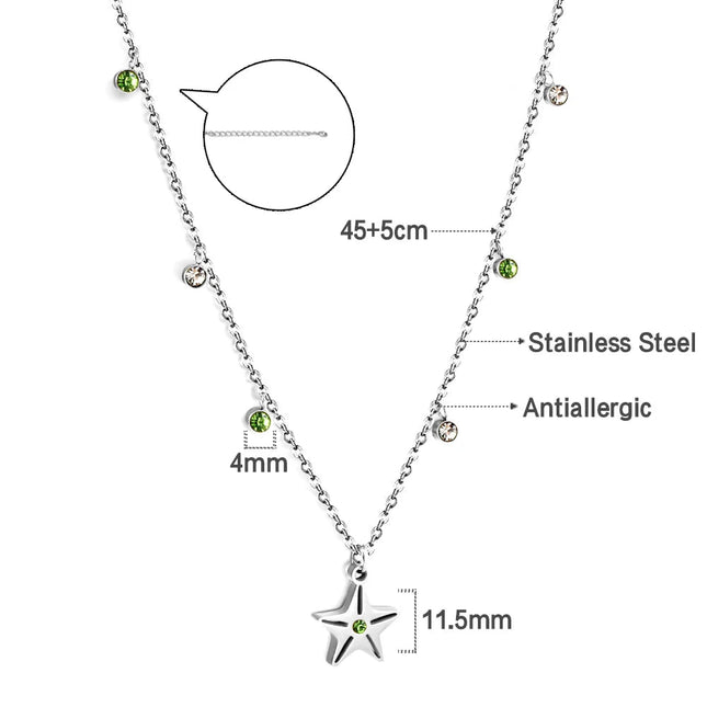 LUXUSTEEL Round CZ Pendant Necklace For Women White Colorful Cubic Zirconia Stainless Steel Collar Simple Luxury Wedding Jewelry PlatiNum