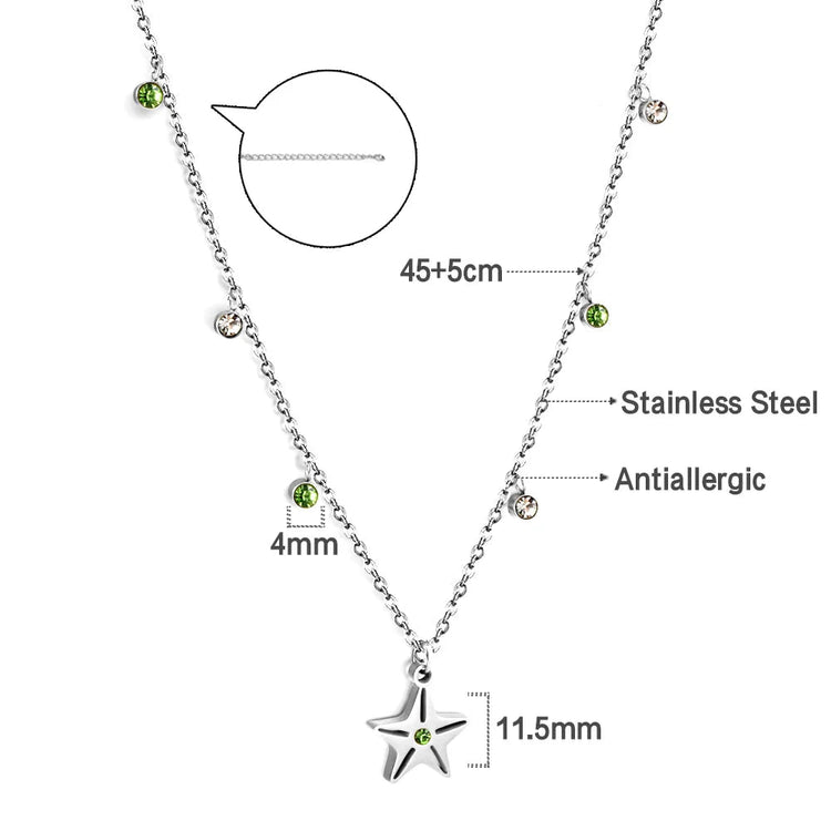 LUXUSTEEL Round CZ Pendant Necklace For Women White Colorful Cubic Zirconia Stainless Steel Collar Simple Luxury Wedding Jewelry PlatiNum