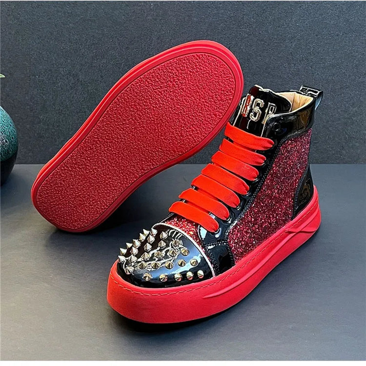 Rhinestone Luxury Designer Sneakers Italy Fashion Men Punk Hip Hop Platform Casual Shoes Trainers Business Wedding Loafers 93
