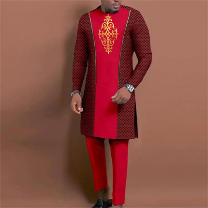 Men's casual fashion luxury geometric print two-piece set PlatiNum