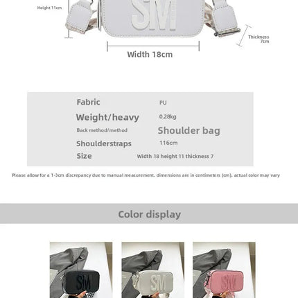 Cross-Border Style Camera Bag Fashionable Retro Women's Shoulder Slant Bag Small Square Bag Street Trend PU Material PlatiNum