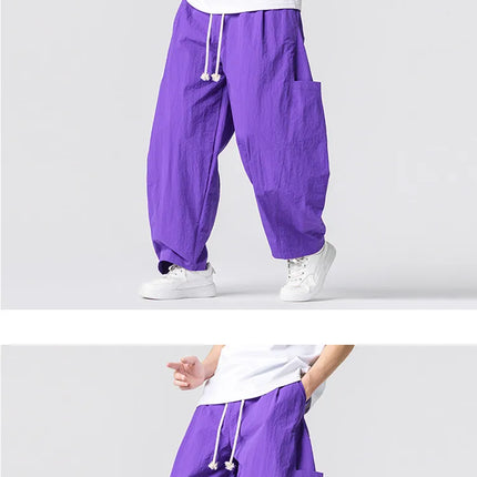 Pantaloni Estivi Leggeri da Uomo e Donna, Streetwear con Coulisse, Stile Y2K, Cargo, Tinta Unita, Gamba Larga, Taglie Forti fino alla 5XL