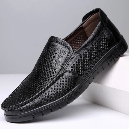 Moda scarpe in vera pelle da uomo piatte traspiranti estive scarpe casual da uomo morbide e confortevoli calzature maschili in pelle KA3559