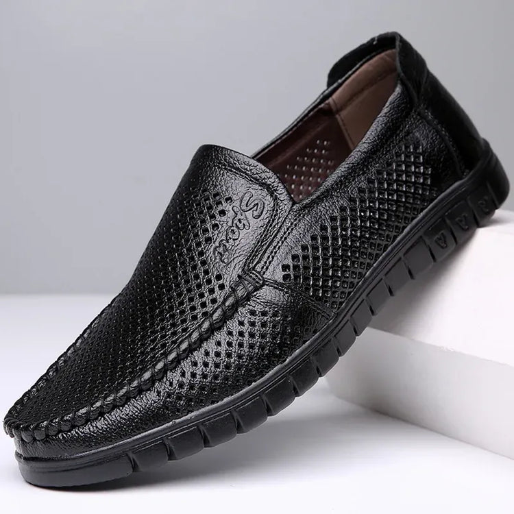 Moda scarpe in vera pelle da uomo piatte traspiranti estive scarpe casual da uomo morbide e confortevoli calzature maschili in pelle KA3559