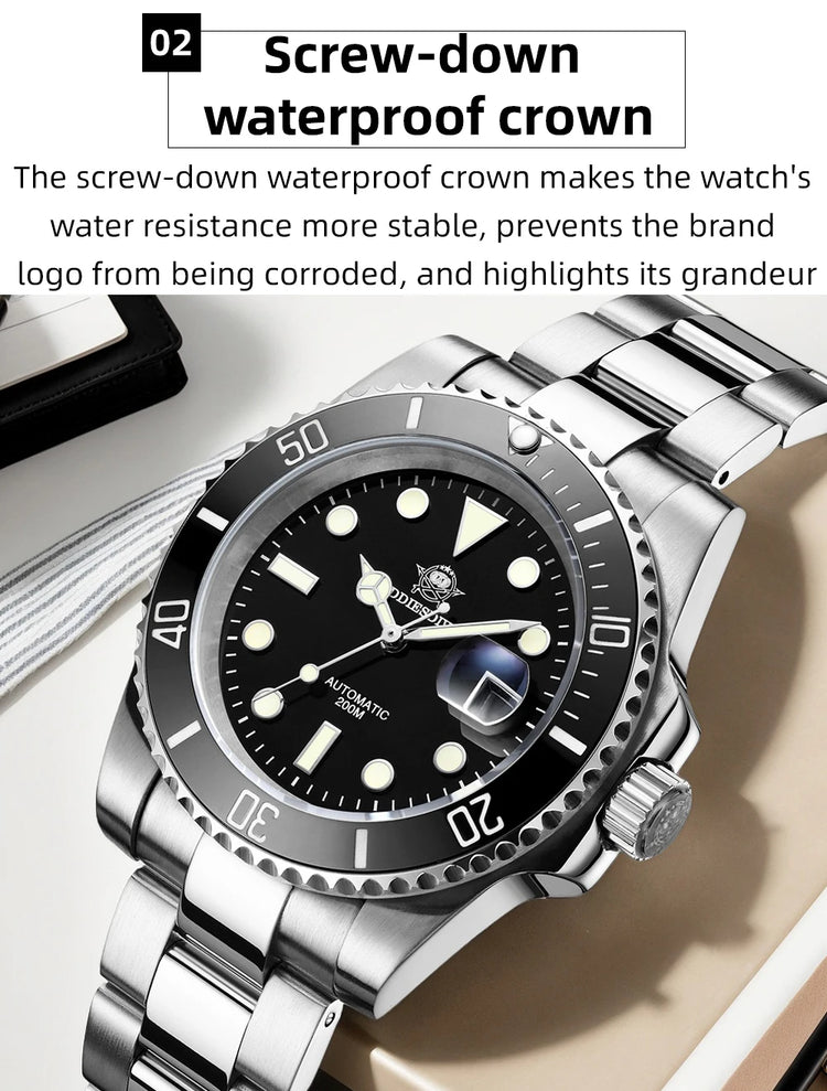 ADDIESDIVE AD2503 Luxury Men's Automatic Watch 8215 Mechanical Watch BGW9 Luminous Sapphire Glass Diver's Watch Men Analog Watch