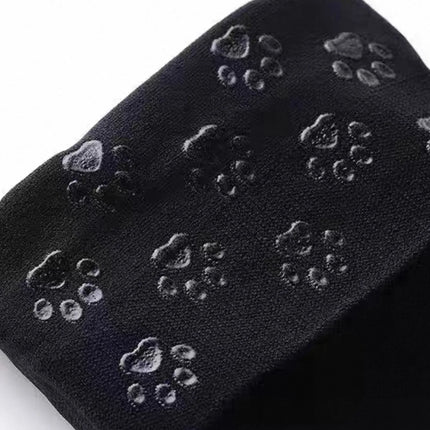 Calze a rete elastiche da donna con stampa zampa di gatto nera, stile dolce e carino, comode per appuntamenti romantici o uso quotidiano - 1 pezzo